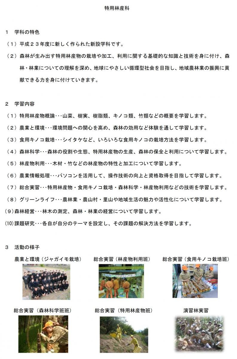 特用林産科紹介